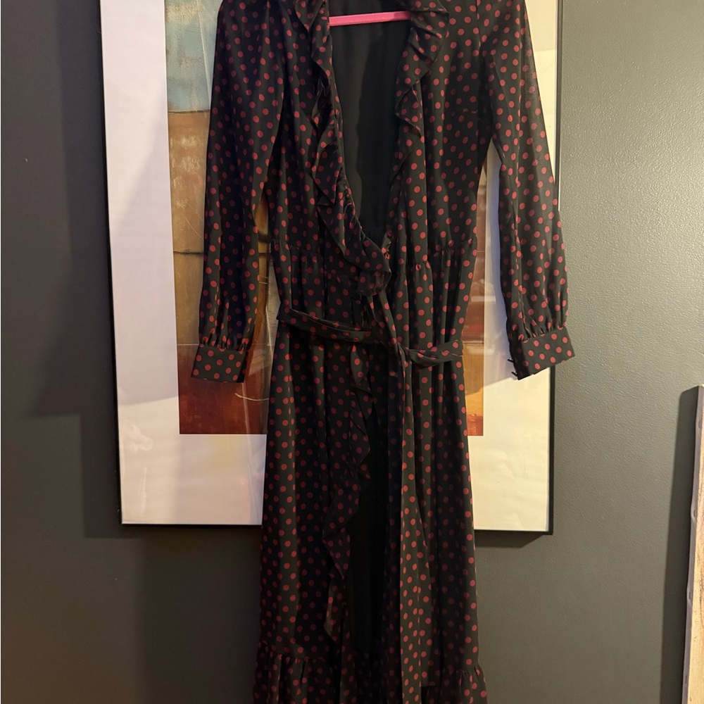 MICHAEL Michael Kors Black Wrap Dress with Bishop Sleeves